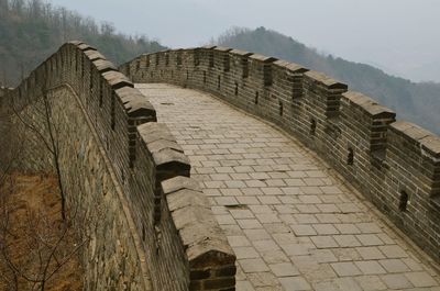 Low angle view of historical great wall of china