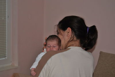 Mother and daughter at home