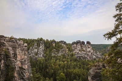 Scenic view of cliff against sky