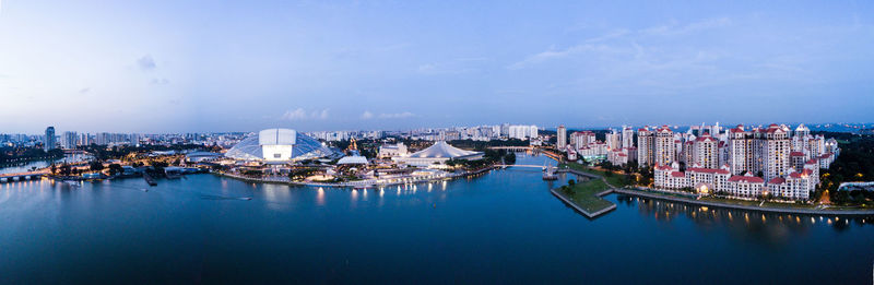Panoramic view of cityscape against sky