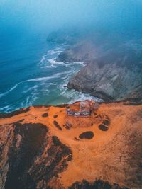 High angle view of beach against sky