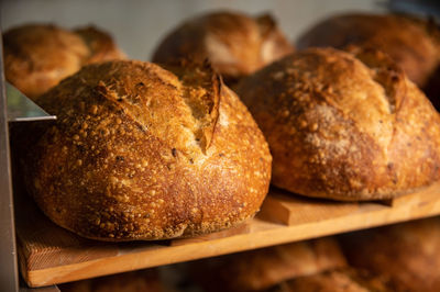 Fresh artisan bread. loaves of delicious wholesome natural hot bread. 