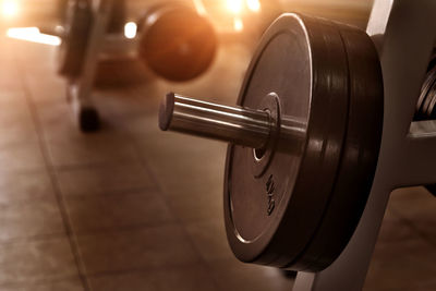 Details of barbell are in a gym
