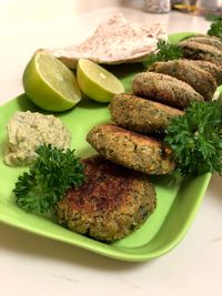 High angle view of meal served in plate