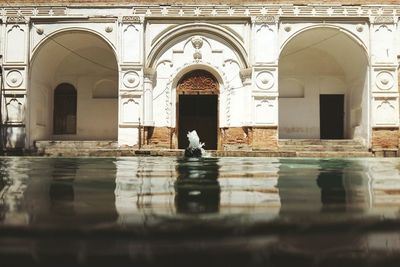 Reflection of building in water