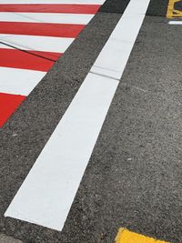 High angle view of zebra crossing on road