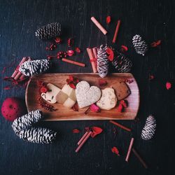 High angle view of bread on table