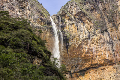 Low angle view of waterfall