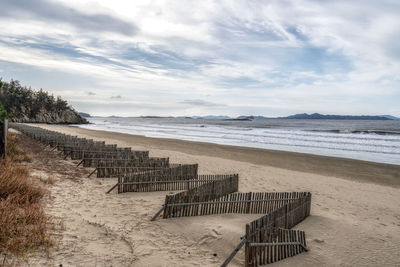 Sinan baekgil beach during winter view. famous beach located in jaeundo island in sinan, south korea