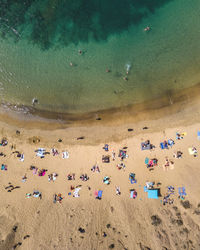 High angle view of people at beach