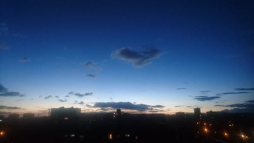 Silhouette of buildings against cloudy sky