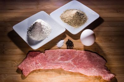 High angle view of food on table