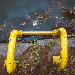 High angle view of yellow pipe