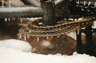 Close-up of frozen water