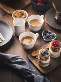 High angle view of food on table