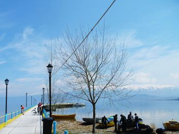 Scenic view of sea against blue sky