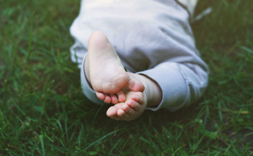 Low section of boy on grass