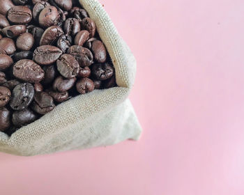 High angle view of coffee beans on table