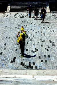 Woman standing in city