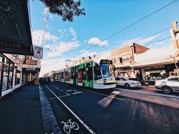 View of city street against sky
