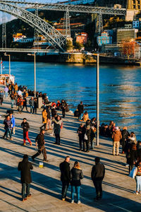 Group of people on railway station platform