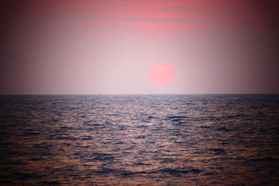 Scenic view of sea against clear sky during sunset