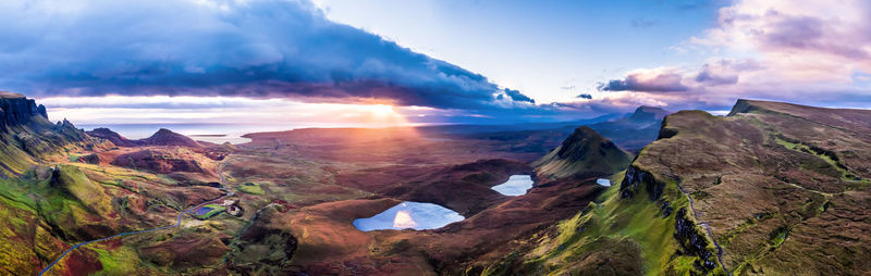 Panoramic view of landscape and mountains against sky