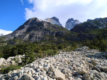 Scenic view of rocky mountains against sky