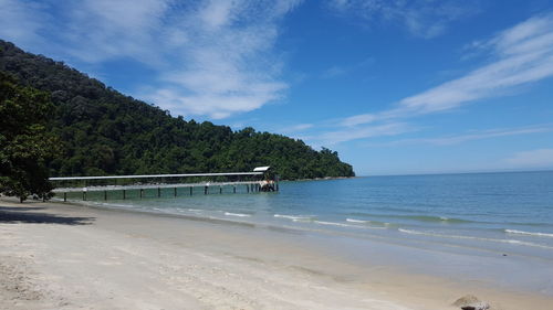 Scenic view of beach against sky