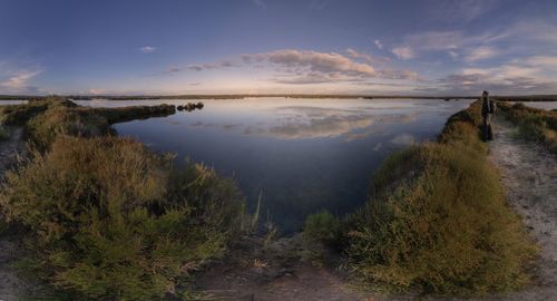 Scenic view of lake against sky