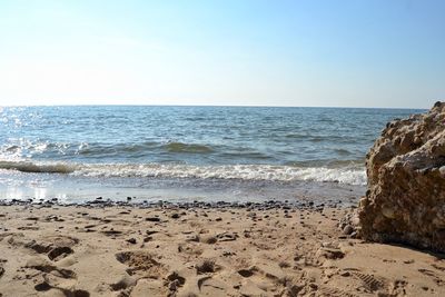 Scenic view of sea against clear sky