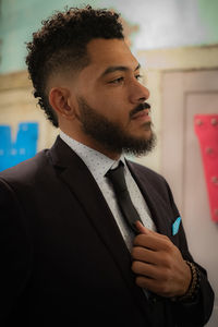 Young man looking away