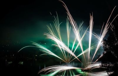 Firework display at night