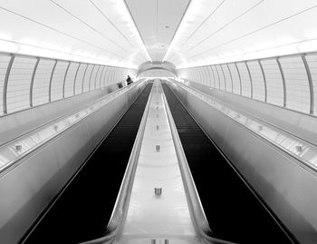 Low angle view of moving walkway in subway