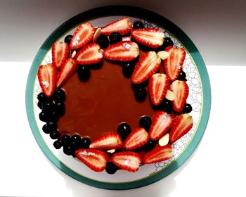 Directly above shot of strawberries in bowl