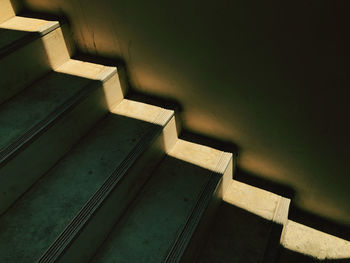 High angle view of staircase in building