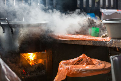 Cooked meat steaming on a table