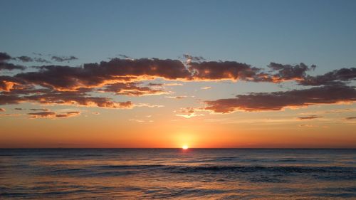 Scenic view of sea at sunset