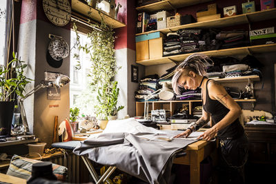 Woman working on table