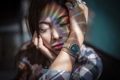 Close-up portrait of young woman