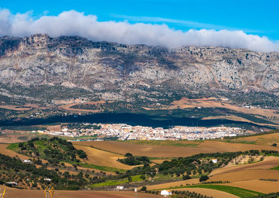 High angle view of townscape against sky