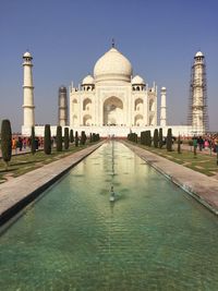 Taj mahal against clear blue sky