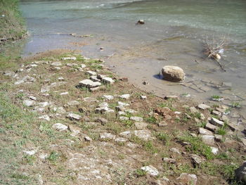 High angle view of beach