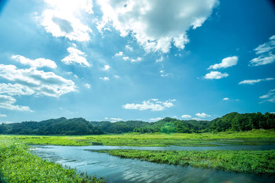 Scenic view of lake against sky