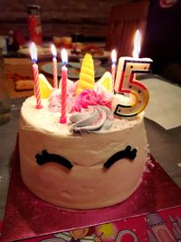 High angle view of cake on table