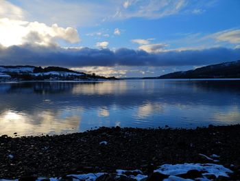 Scenic view of lake against sky