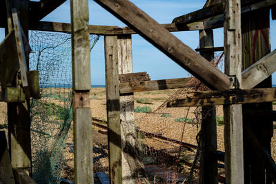 Old metal bridge against sky