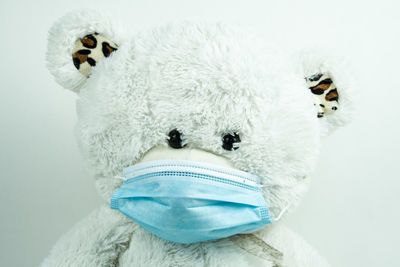 Close-up of stuffed toy against white background