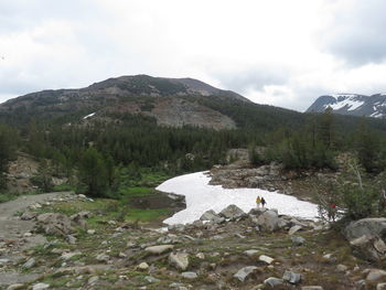 Scenic view of mountain range against sky