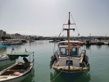 View of fishing boats in sea